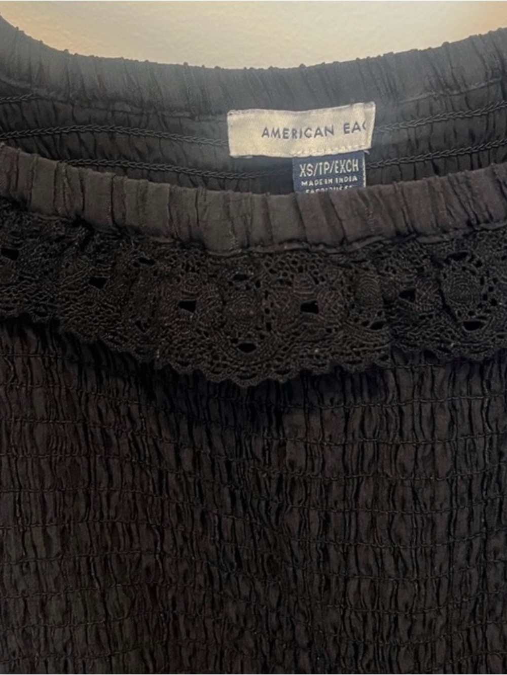 American Eagle Black Smocked Midi Dress with Flutter Sleeves / Solid Black - Picture 4 of 4